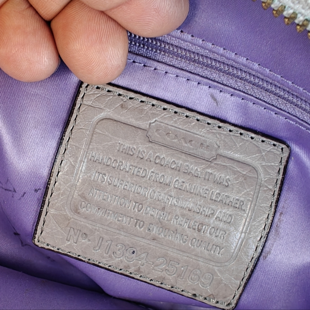 Coach Metallic Leather Satchel with Gold Details - Picture 3 of 8